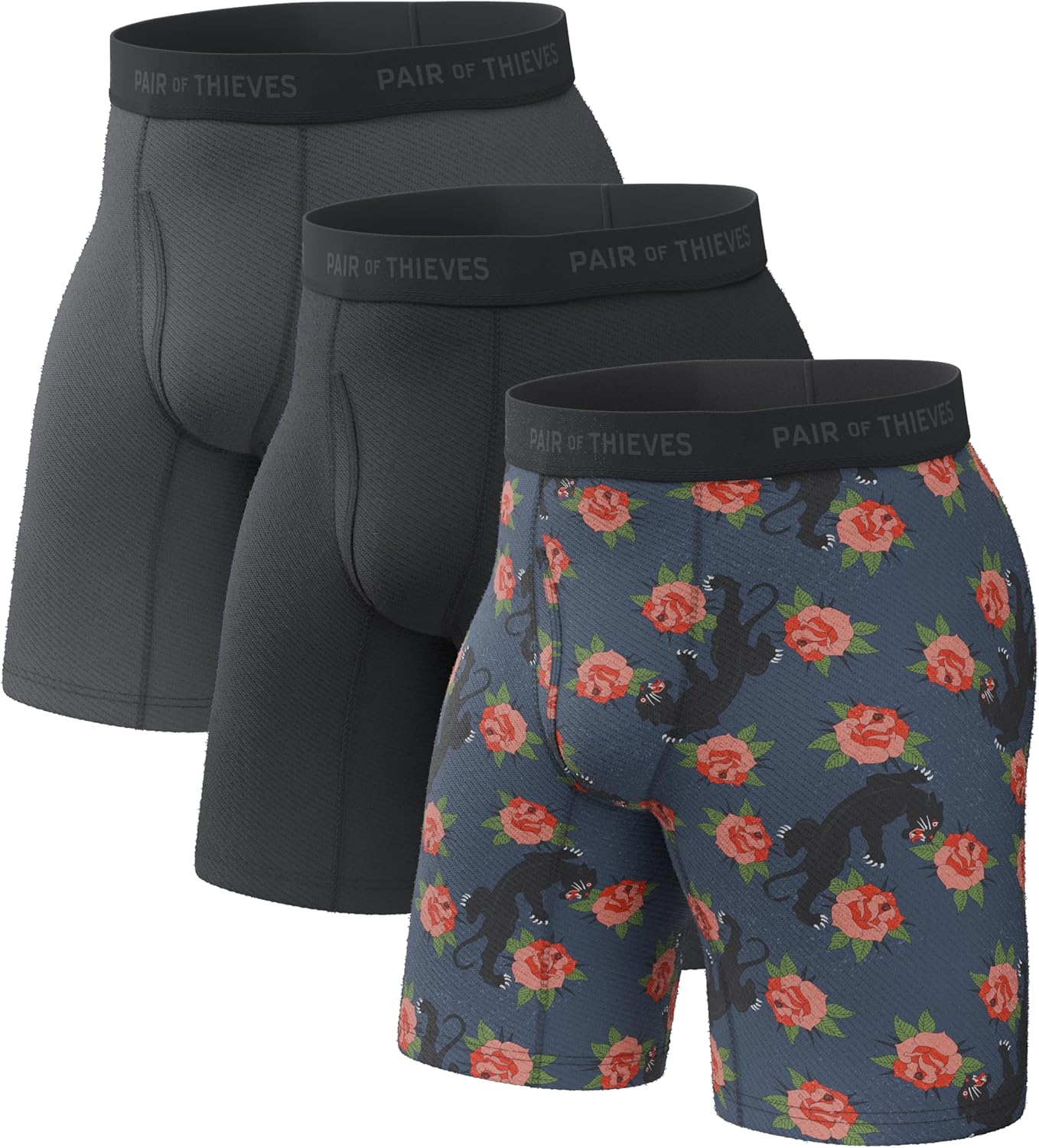 Thieves 男士長款平角內褲（多條裝）－柔軟透氣速乾，四向彈性－多條裝