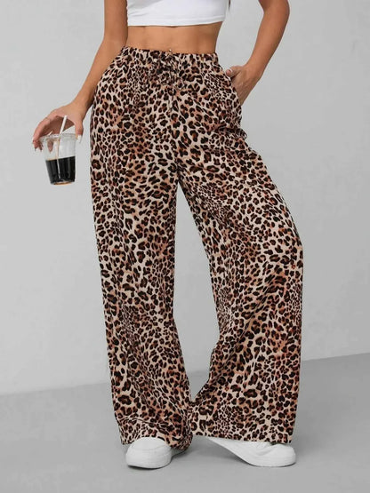 Leopard Print Wide Leg Pants