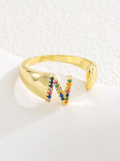 18K Gold-Plated Zircon Letter Ring