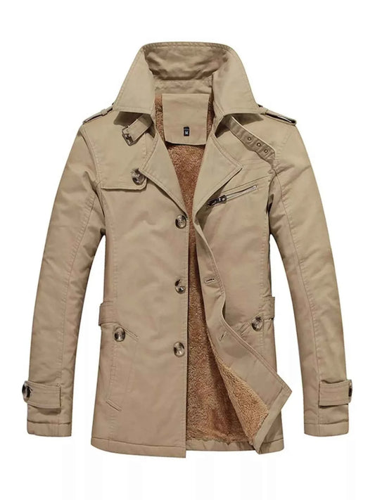 Men's Plus Size Button Up Long Sleeve Coat