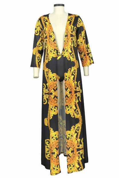 Printed Elegant One-Piece : Cover Up Swim Set