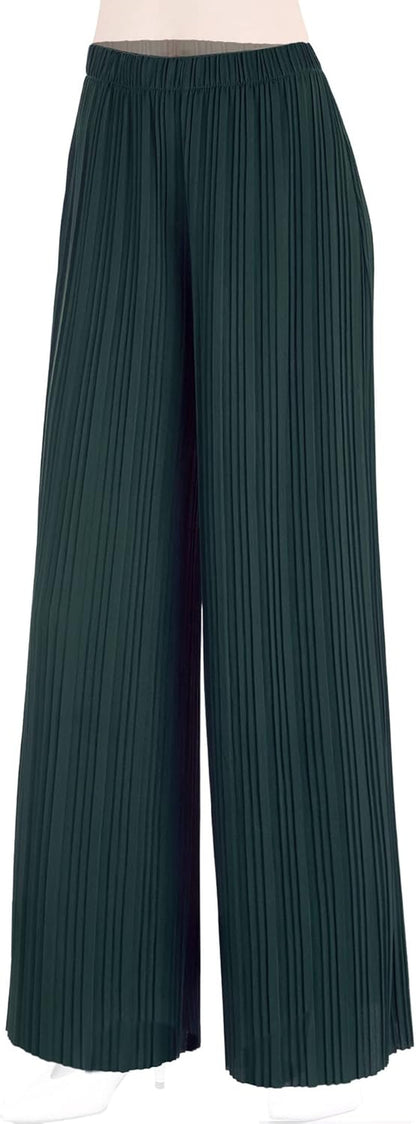 Made by Johnny Women'S Pleated Wide Leg Palazzo Pants with Drawstring