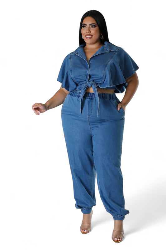 Curvy Denim Pants Set