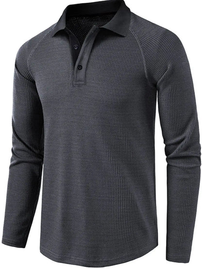 Men's Long Sleeve Textured Polo