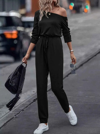 One Shoulder Long Sleeve Jumpsuit