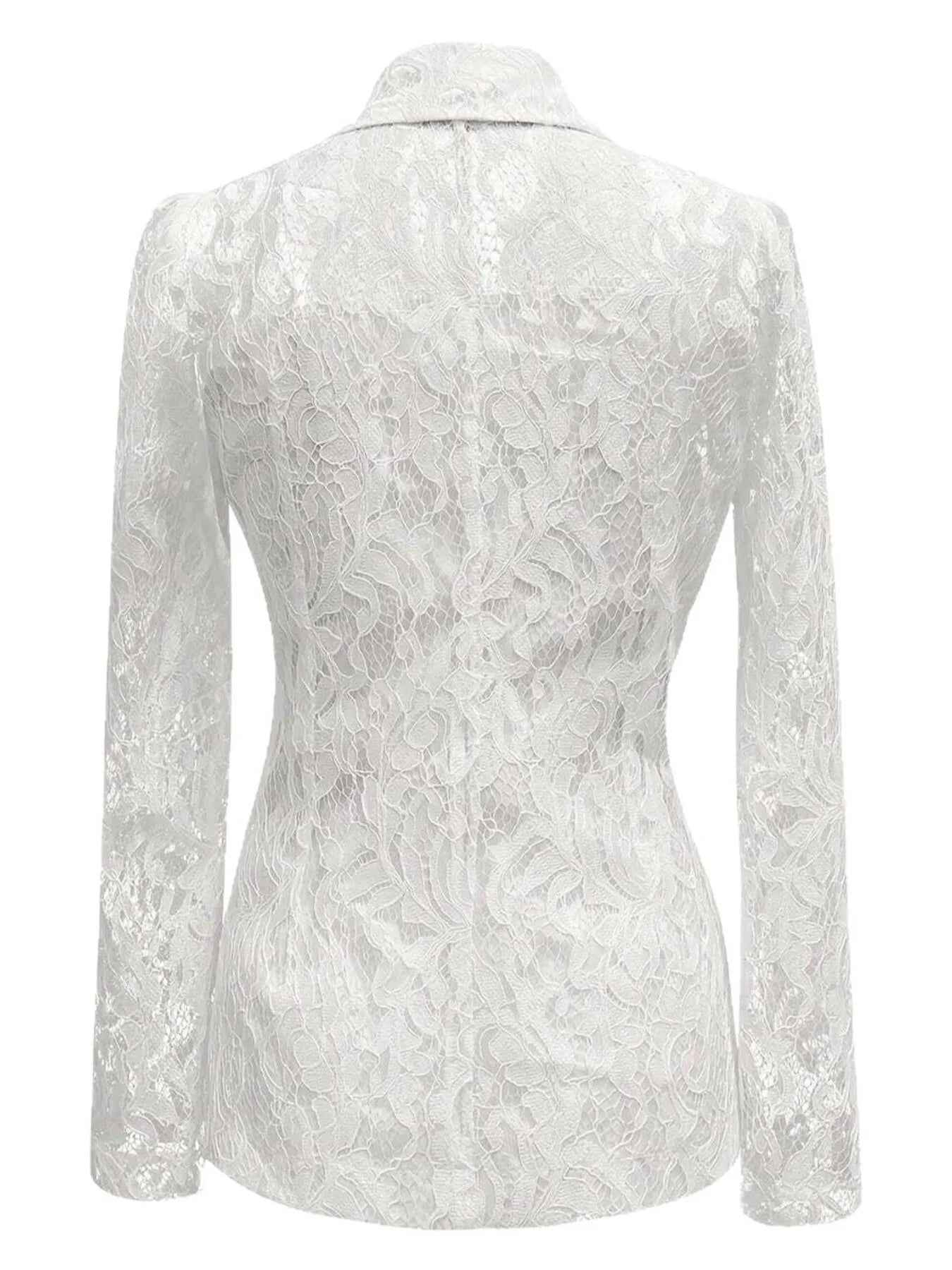 花卉圖案蕾絲單排扣西裝外套