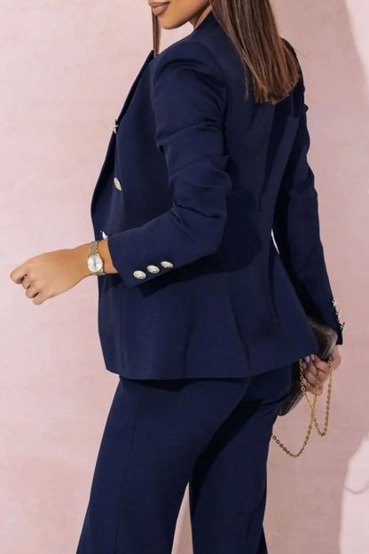 Long Sleeve Blazer and Pants Set Plus Size