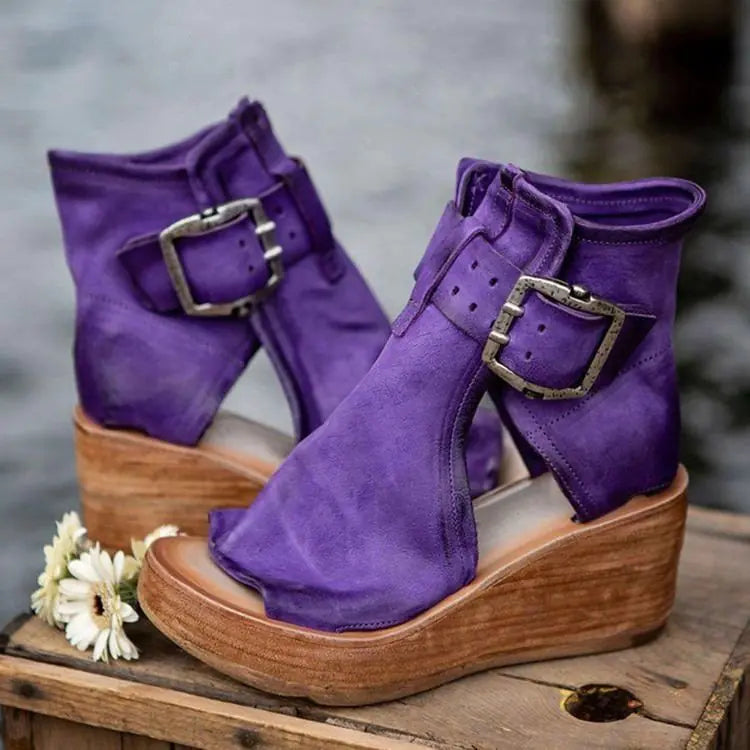 Wedge Heel Platform Sandals for Women with Belt