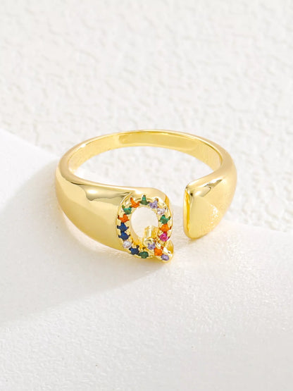 18K Gold-Plated Zircon Letter Ring