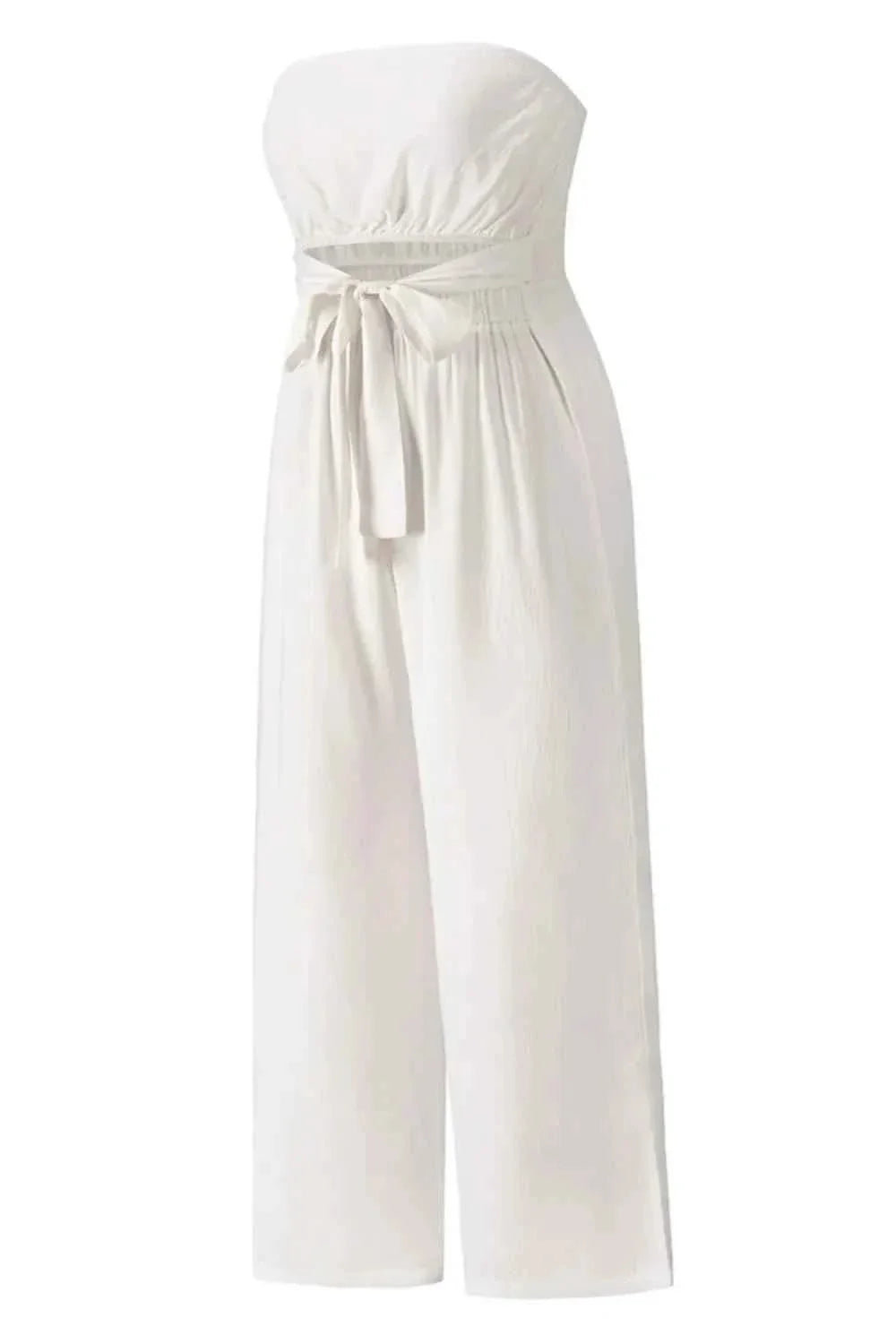 Tied Cutout Tube : Wide Leg Jumpsuit