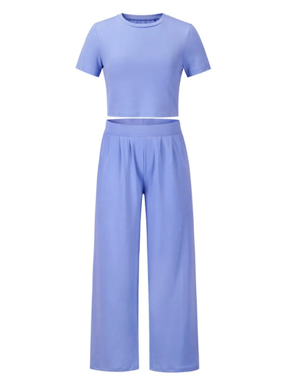 Short Sleeve Top and Pocketed Pants Set