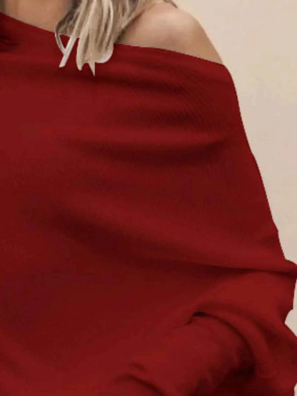 Single Shoulder Ribbed Knit Top