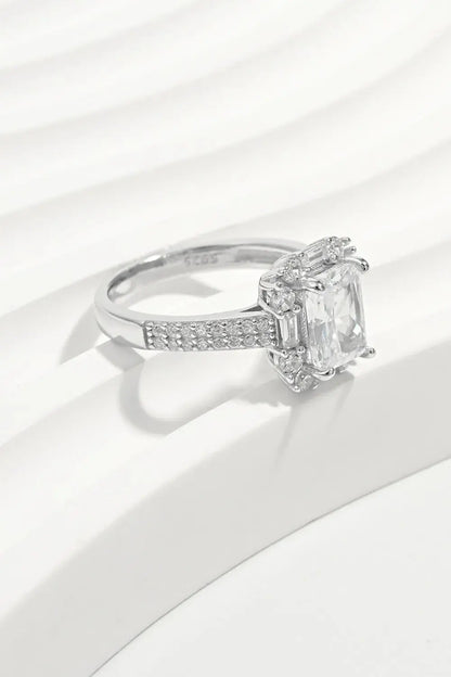 925 Sterling Silver Inlaid Zircon Square Ring