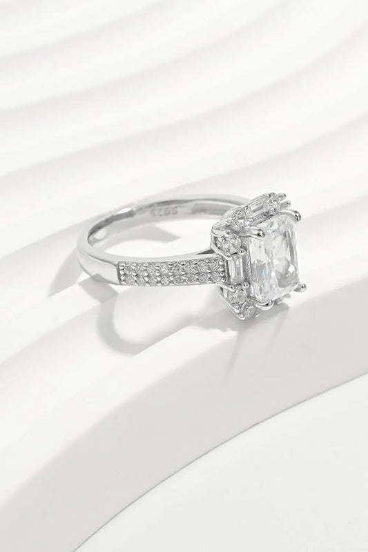 925 Sterling Silver Inlaid Zircon Square Ring