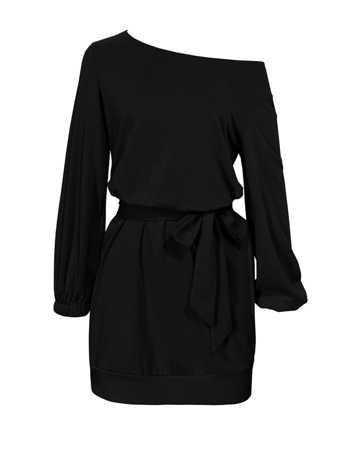 One Shoulder Tie Waist Dress