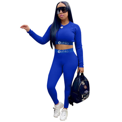 Conjunto deportivo de dos piezas para mujer con estampado de letras