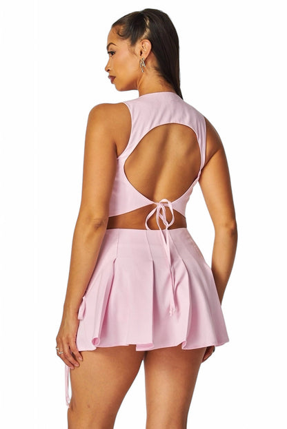 Serene Crop Top Tuxedo Top & Skort Set