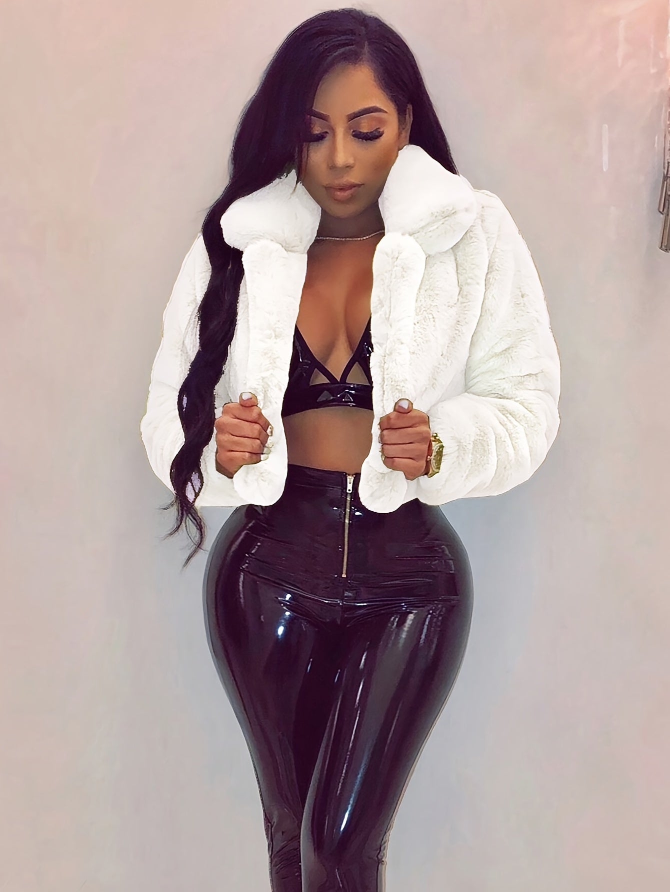 舒適別緻的人造毛領開襟衫外套