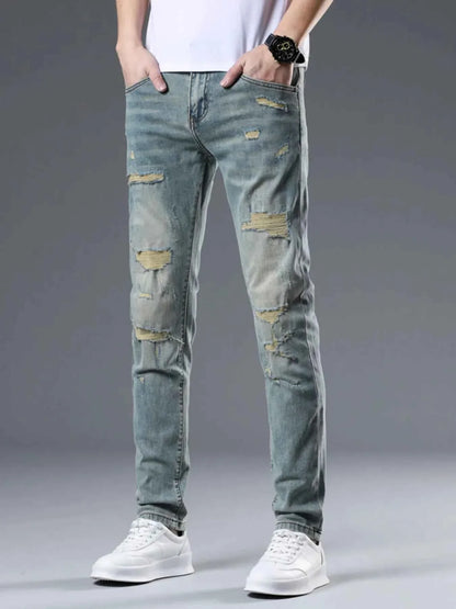 Trendy Washed Slim Fit Denim Jeans for Men