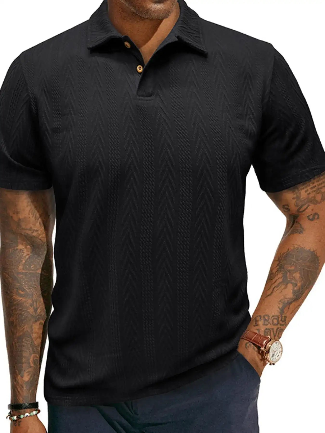 Men's Classic Chevron Textured Polo Shirt