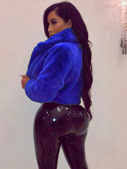 舒適別緻的人造毛領開襟衫外套