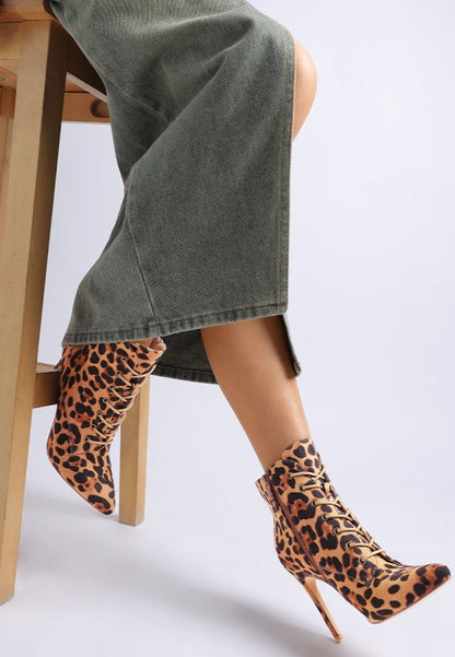 Nesta Leopard Stiletto Heel Lace Up Boots
