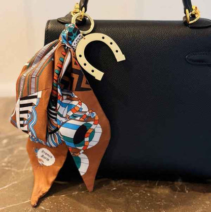 Golden Charm Luxe Print Scarf Bag Charm