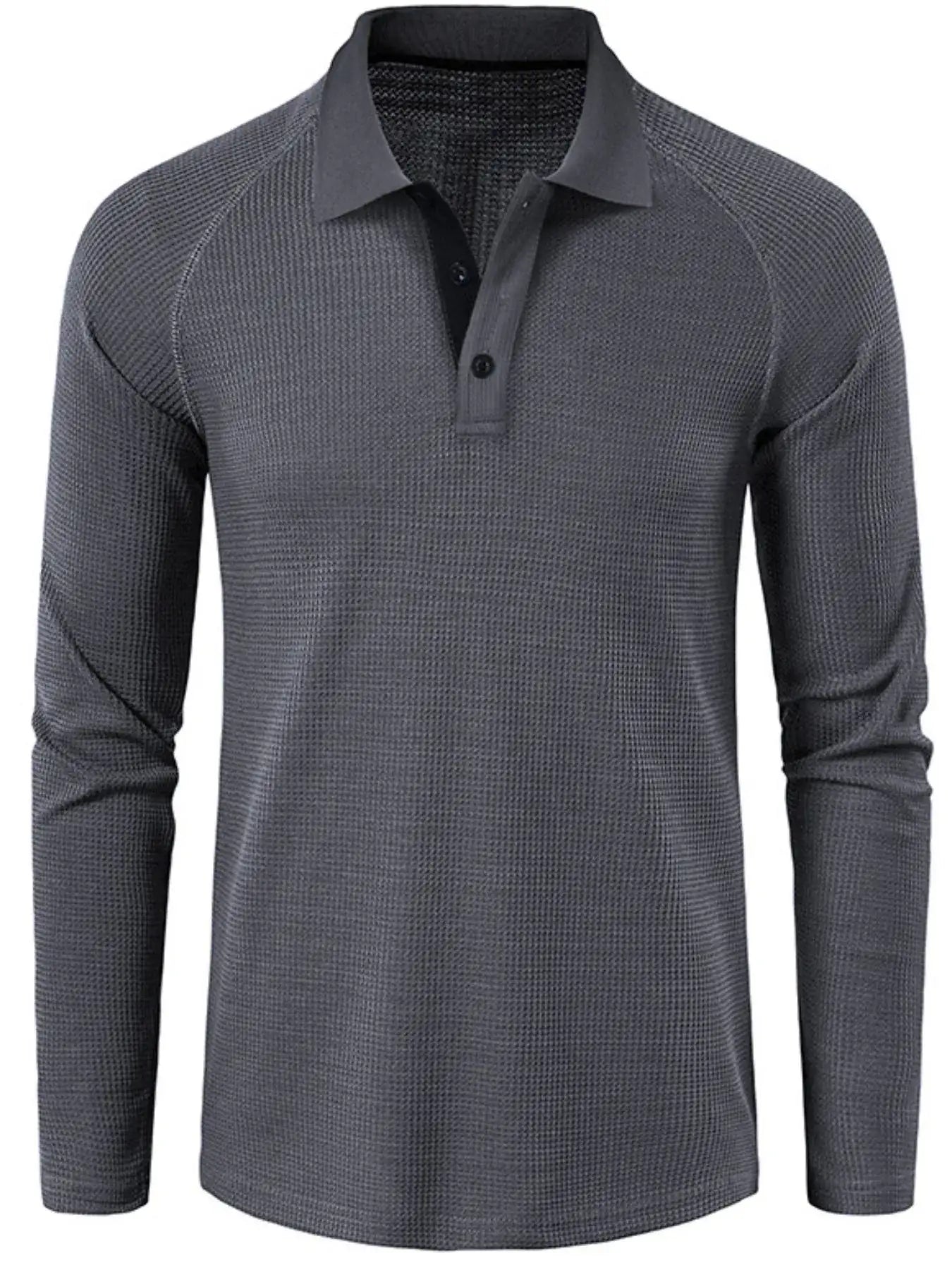 Men's Long Sleeve Textured Polo