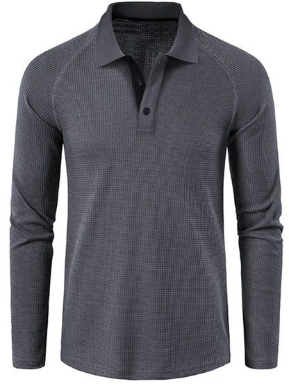 Men's Long Sleeve Textured Polo