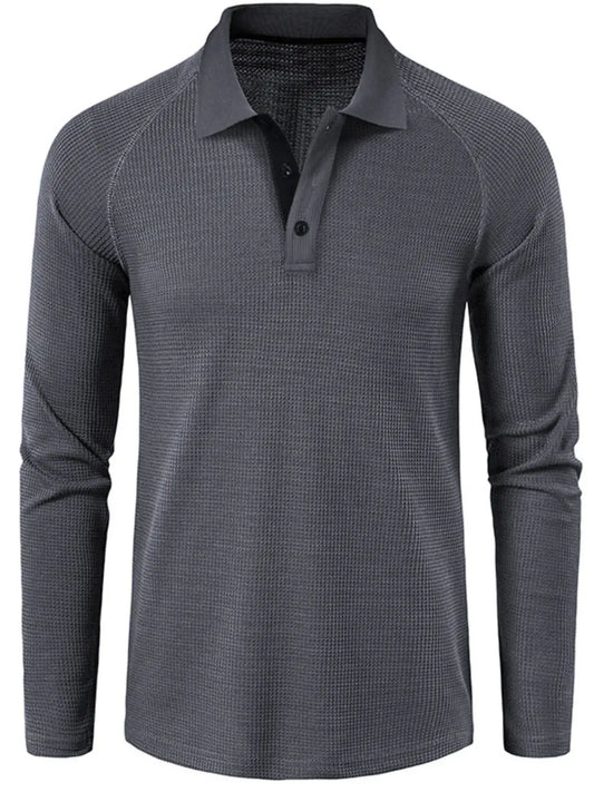 Men's Long Sleeve Textured Polo