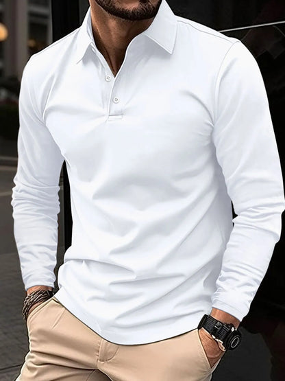 Men's Collared Neck Long Sleeve Polo Plus Size