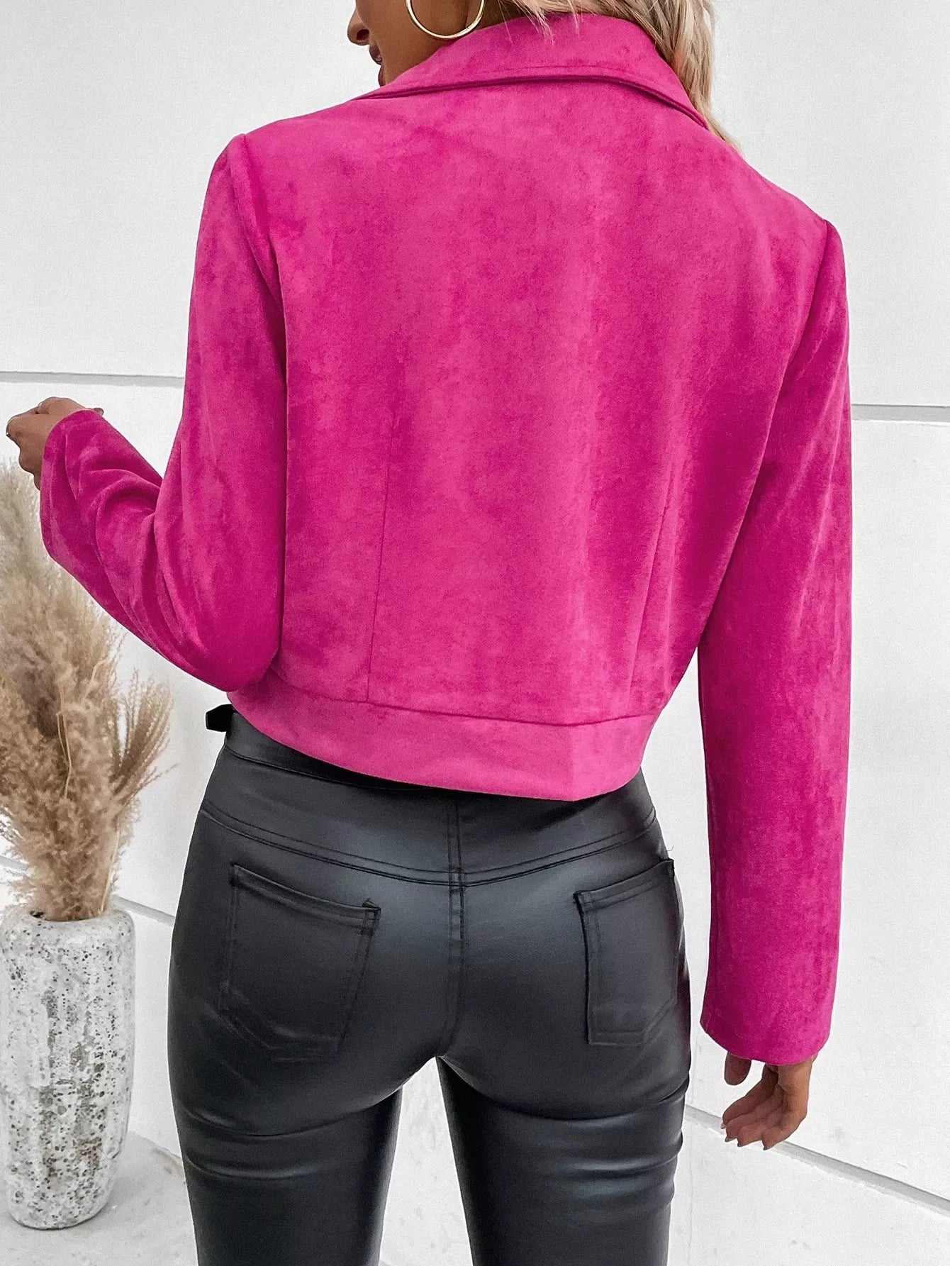 Chaqueta de motociclista de ante con detalle de cremallera