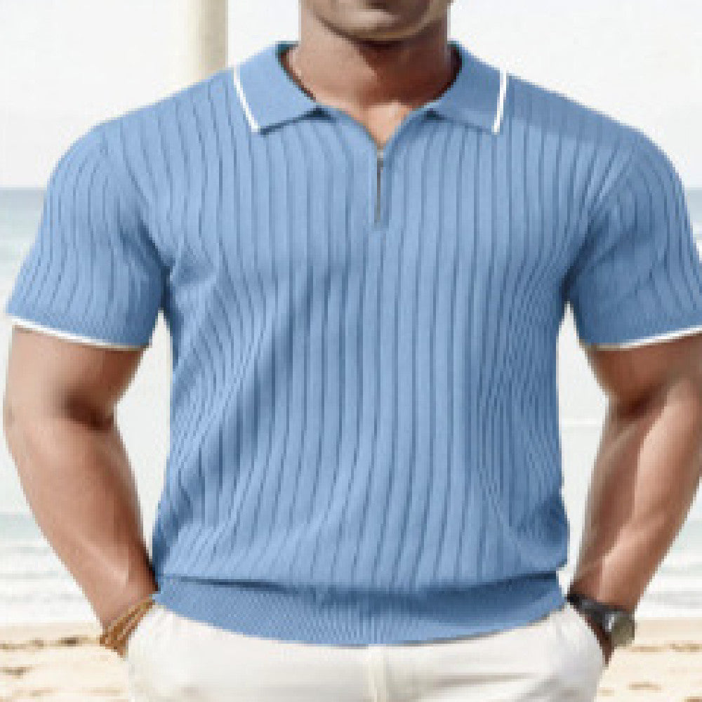 Polo de moda para hombre, camiseta de negocios con cuello en V