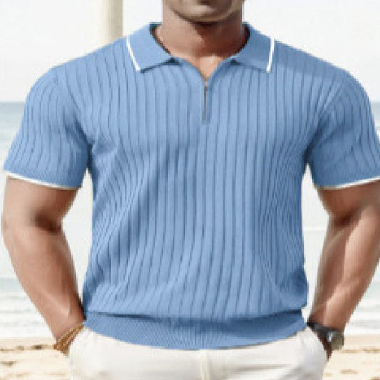 Polo de moda para hombre, camiseta de negocios con cuello en V