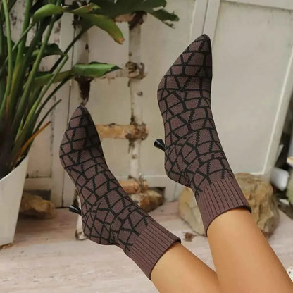 Mesh Point Toe : Stiletto Boots