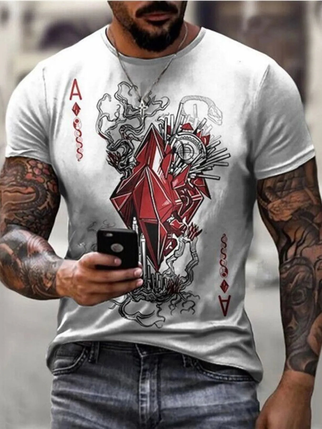 Men's Plus Size Graphic Round Neck Short Sleeve T-Shirt