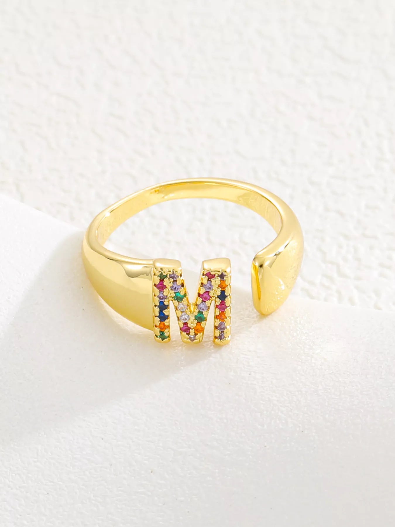 18K Gold-Plated Zircon Letter Ring