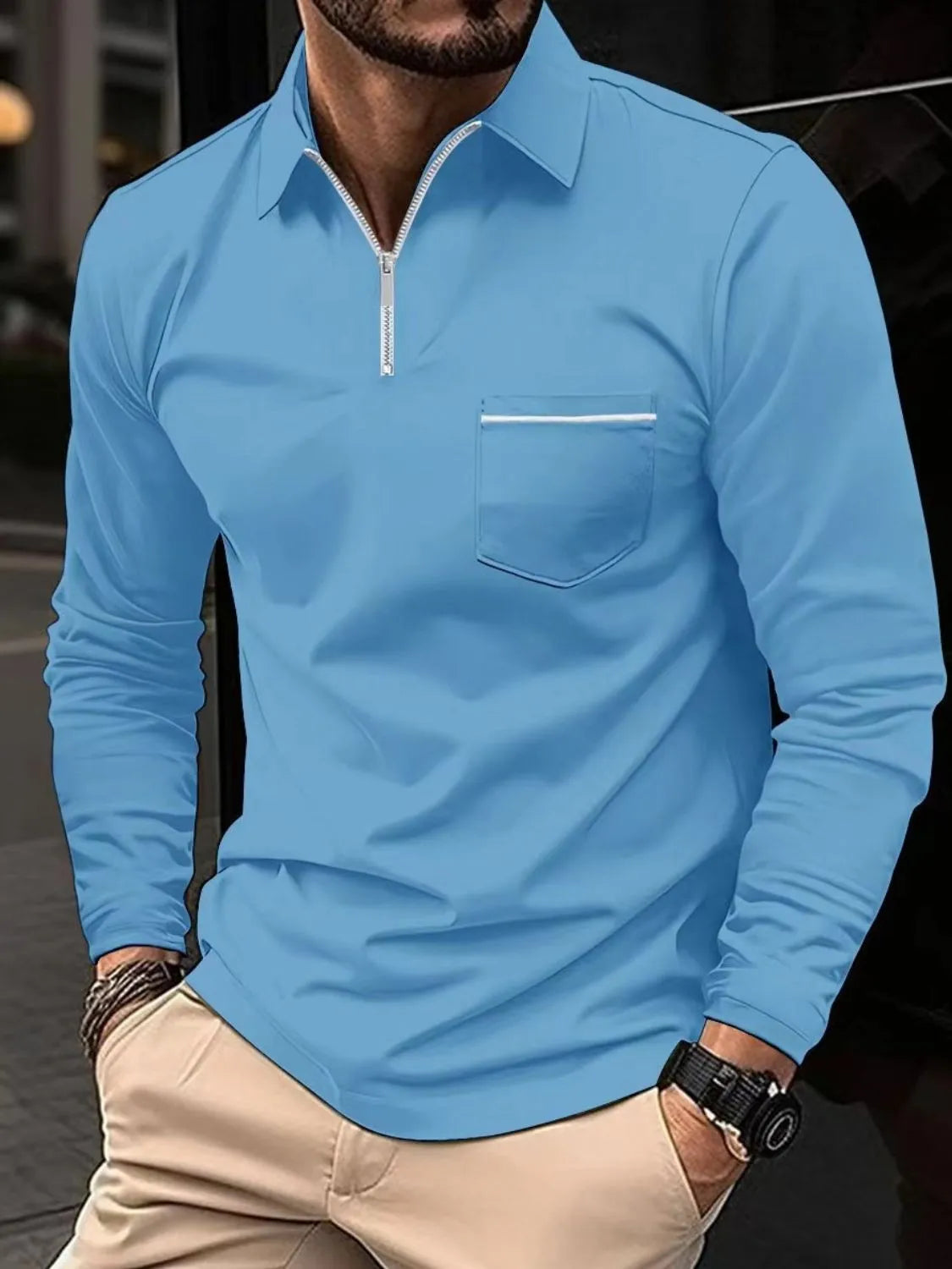 Miami Men's Long Sleeve Polo Plus Size