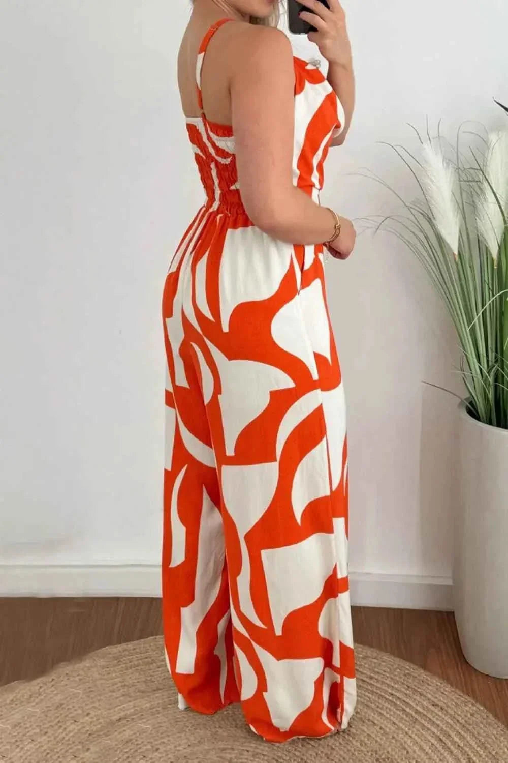 Two-Tone Spaghetti Strap : Wide Leg Jumpsuit