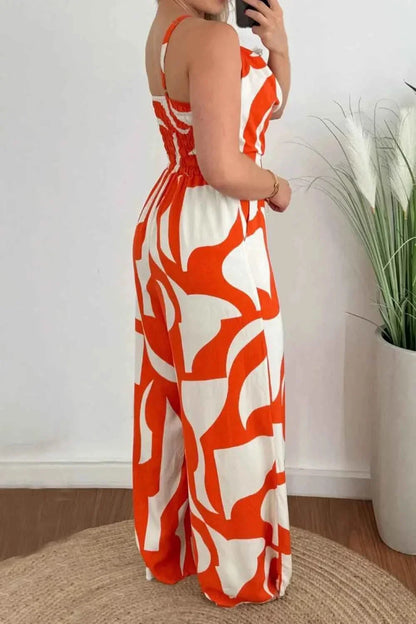 Two-Tone Spaghetti Strap : Wide Leg Jumpsuit