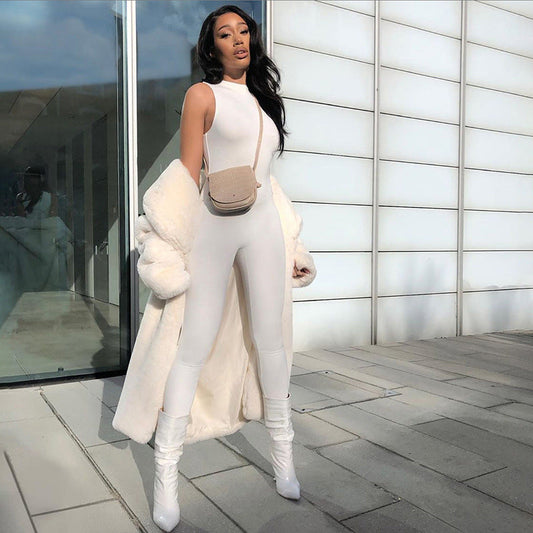 Nuevo mono deportivo ajustado sin mangas para mujer