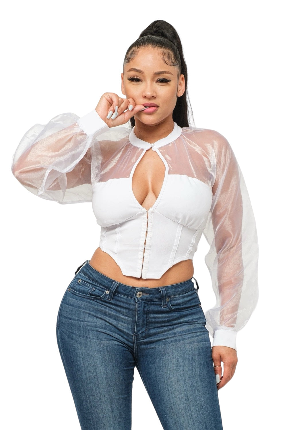 Front Hook and Eyelet Front Keyhole Button Top