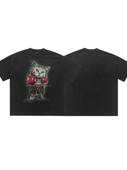 Men's Cat Graphic Vintage Wash T-Shirt