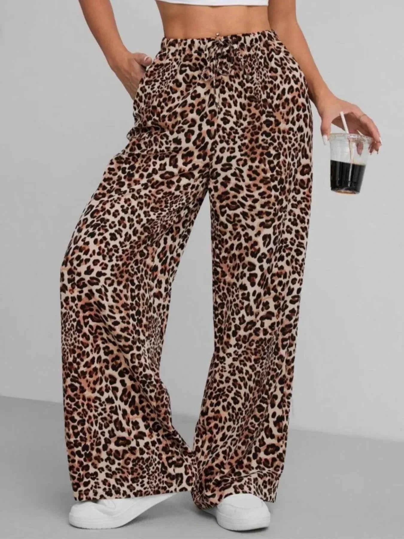 Leopard Print Wide Leg Pants