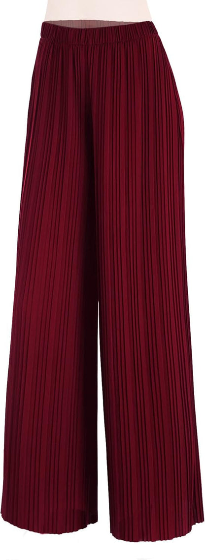 Made by Johnny Women'S Pleated Wide Leg Palazzo Pants with Drawstring