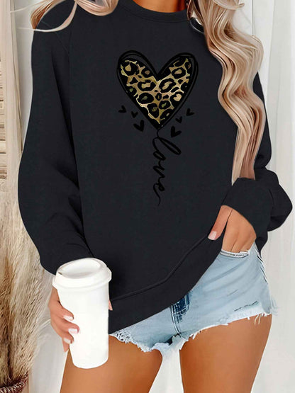 Leopard print heart-shaped printed hoodie