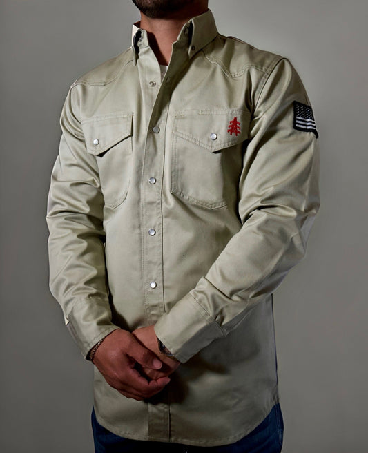 Broche de perla estilo occidental FR - Caqui