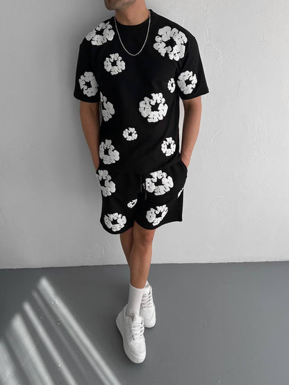 Abstract Bloom Print Men's Co-ord Set – Vibrant Floral Streetwear for Summer