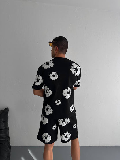 Abstract Bloom Print Men's Co-ord Set – Vibrant Floral Streetwear for Summer