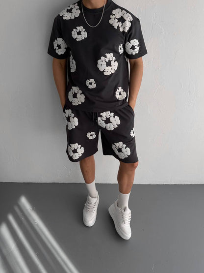 Abstract Bloom Print Men's Co-ord Set – Vibrant Floral Streetwear for Summer